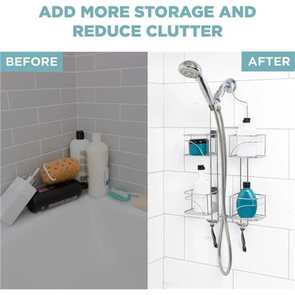 Hanging Shower Caddy, Over the Shower Head Bathroom Storage, Made for Handheld